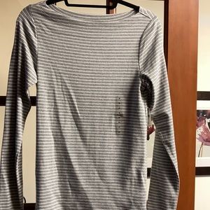 Gap gray/white stripe t-shirt.
